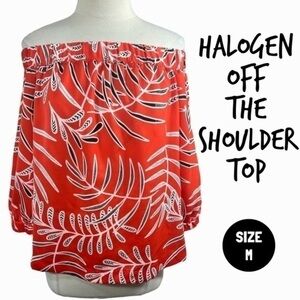 Halogen red black white off the shoulder top size Medium Nordstrom